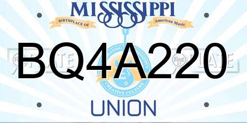 BQ4A220 Mississippi License Plate