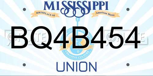 BQ4B454 Mississippi License Plate