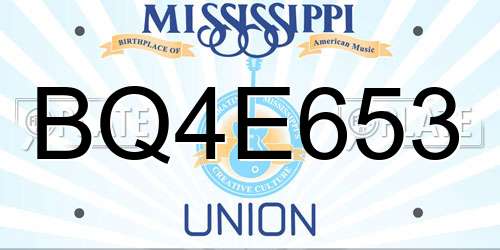BQ4E653 Mississippi License Plate