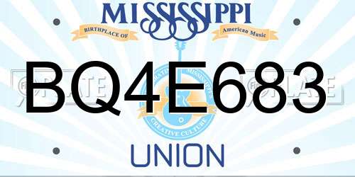 BQ4E683 Mississippi License Plate