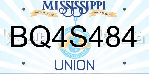 BQ4S484 Mississippi License Plate