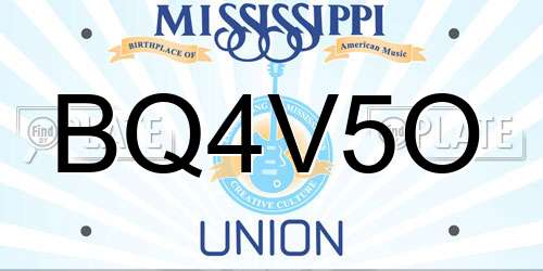 BQ4V5O Mississippi License Plate