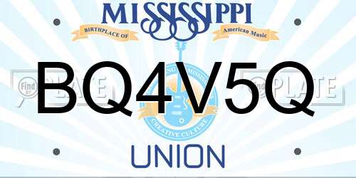 BQ4V5Q Mississippi License Plate