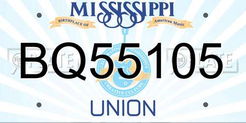 BQ55105 Mississippi License Plate