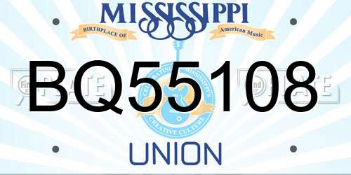 BQ55108 Mississippi License Plate