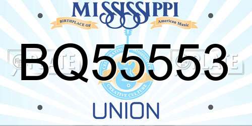 BQ55553 Mississippi License Plate