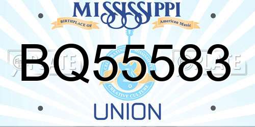 BQ55583 Mississippi License Plate