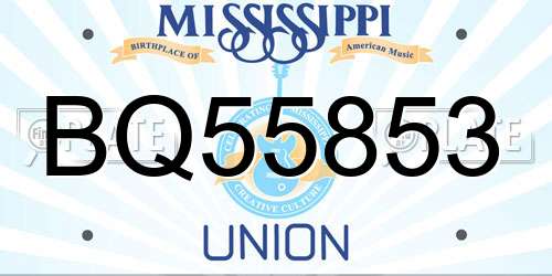 BQ55853 Mississippi License Plate