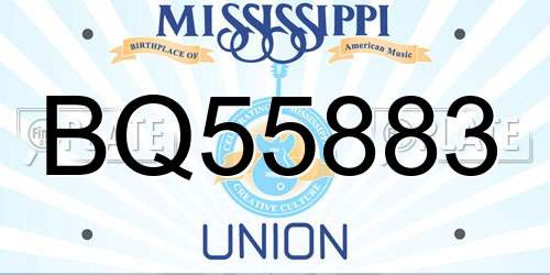 BQ55883 Mississippi License Plate