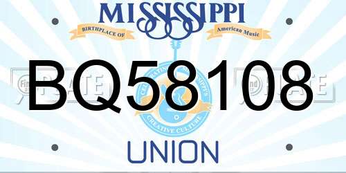 BQ58108 Mississippi License Plate