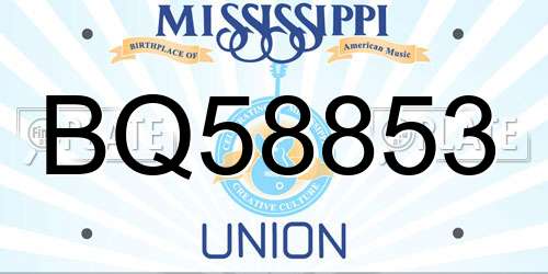 BQ58853 Mississippi License Plate