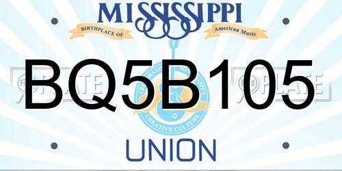 BQ5B105 Mississippi License Plate