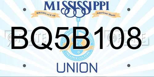 BQ5B108 Mississippi License Plate