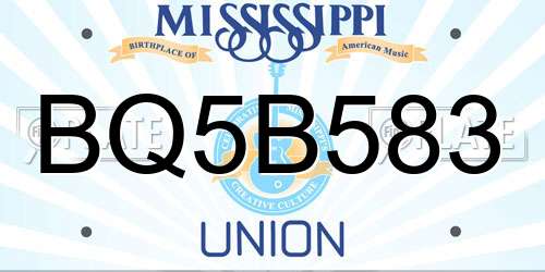 BQ5B583 Mississippi License Plate
