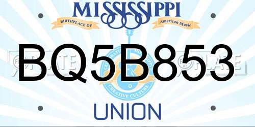 BQ5B853 Mississippi License Plate