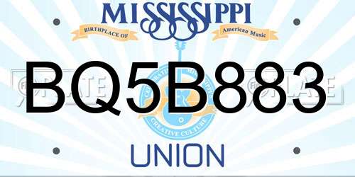 BQ5B883 Mississippi License Plate