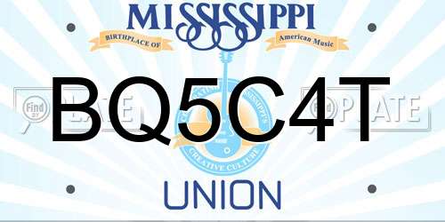 BQ5C4T Mississippi License Plate
