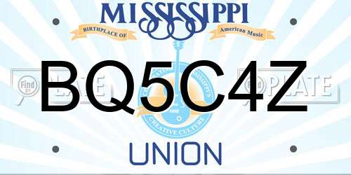 BQ5C4Z Mississippi License Plate
