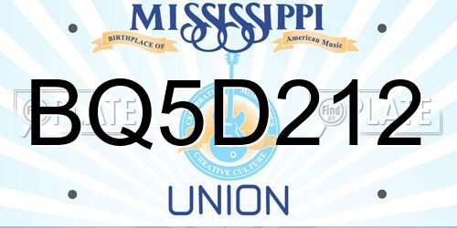BQ5D212 Mississippi License Plate