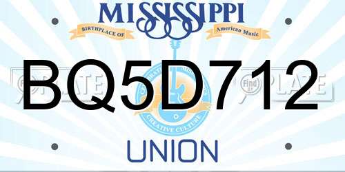 BQ5D712 Mississippi License Plate