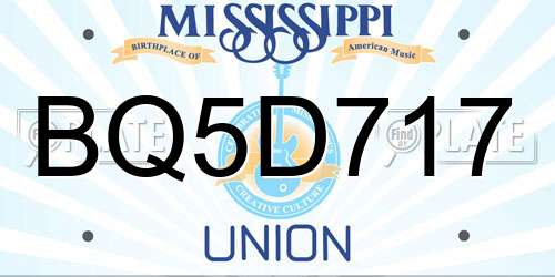 BQ5D717 Mississippi License Plate
