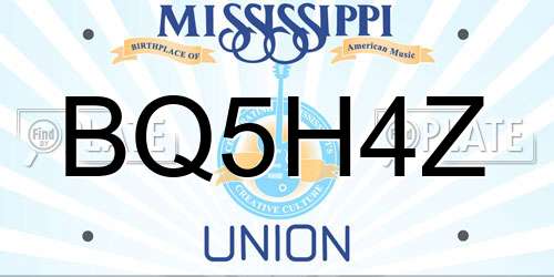 BQ5H4Z Mississippi License Plate
