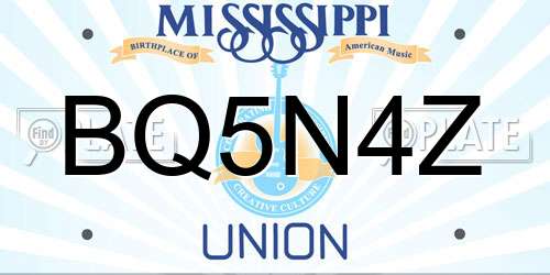 BQ5N4Z Mississippi License Plate