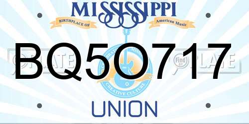 BQ5O717 Mississippi License Plate