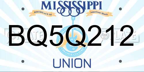 BQ5Q212 Mississippi License Plate