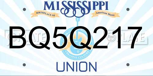 BQ5Q217 Mississippi License Plate