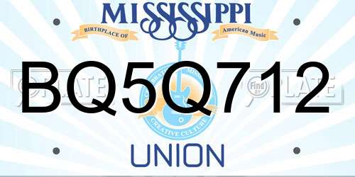BQ5Q712 Mississippi License Plate