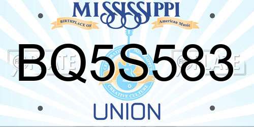 BQ5S583 Mississippi License Plate