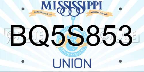 BQ5S853 Mississippi License Plate