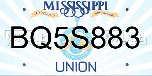 BQ5S883 Mississippi License Plate