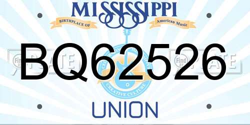 BQ62526 Mississippi License Plate