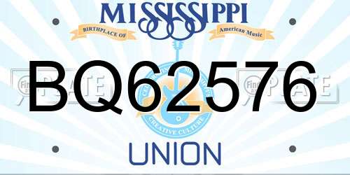 BQ62576 Mississippi License Plate
