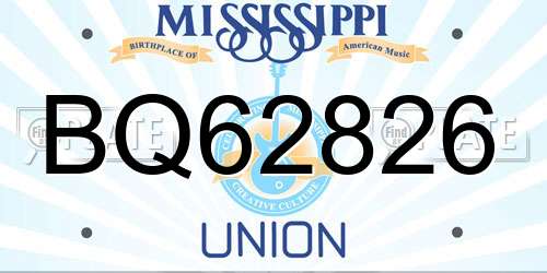 BQ62826 Mississippi License Plate