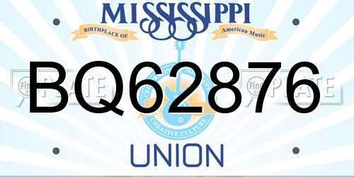 BQ62876 Mississippi License Plate