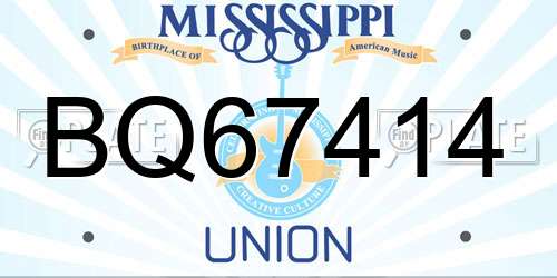 BQ67414 Mississippi License Plate