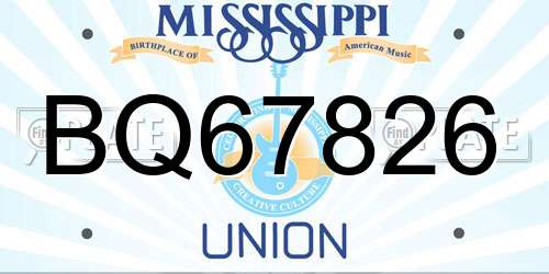BQ67826 Mississippi License Plate