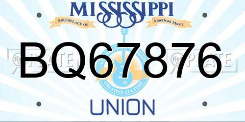 BQ67876 Mississippi License Plate