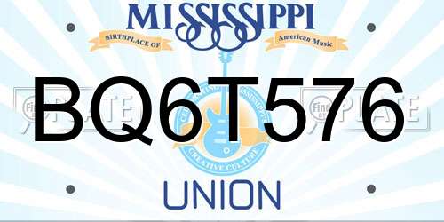 BQ6T576 Mississippi License Plate