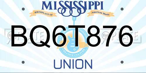 BQ6T876 Mississippi License Plate