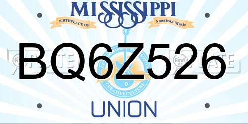 BQ6Z526 Mississippi License Plate