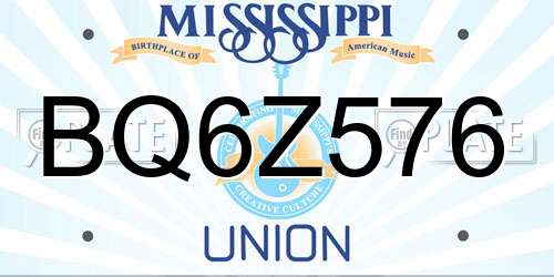 BQ6Z576 Mississippi License Plate