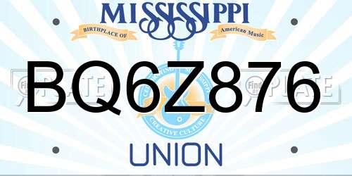 BQ6Z876 Mississippi License Plate