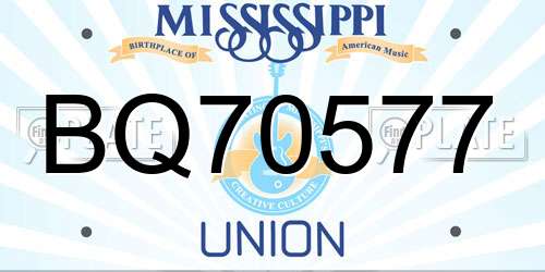 BQ70577 Mississippi License Plate