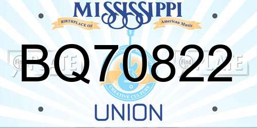 BQ70822 Mississippi License Plate