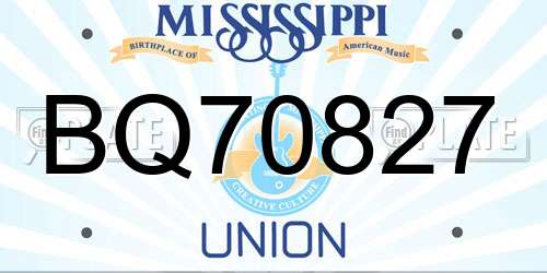 BQ70827 Mississippi License Plate