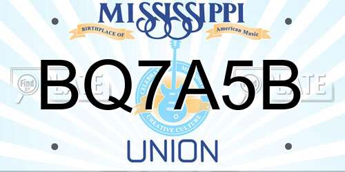 BQ7A5B Mississippi License Plate
